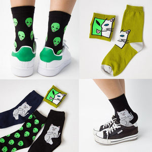 Funny Alien Face Unisex Crew Socks
