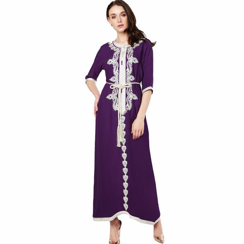 Moroccan Kaftan Women Long Dress Embroidery Ethnic Dress