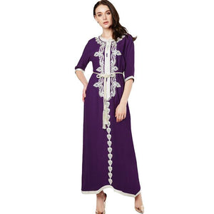 Moroccan Kaftan Women Long Dress Embroidery Ethnic Dress