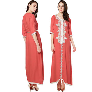 Moroccan Kaftan Women Long Dress Embroidery Ethnic Dress
