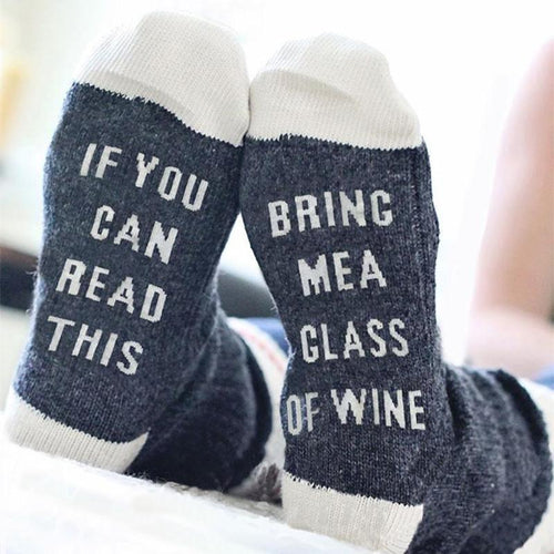 Funny Socks/ If You Can Read This Bring Me A Glass Of Wine/ Unisex