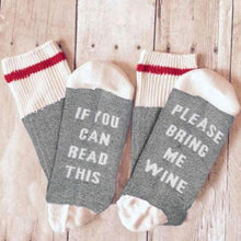 Load image into Gallery viewer, Funny Socks/ If You Can Read This Bring Me A Glass Of Wine/ Unisex