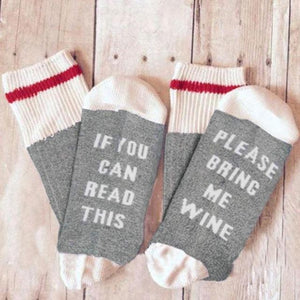 Funny Socks/ If You Can Read This Bring Me A Glass Of Wine/ Unisex