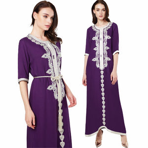 Moroccan Kaftan Women Long Dress Embroidery Ethnic Dress