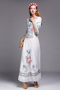 Bohemian/ Slavic Long Fashion Dress/Embroidery Floor-Length Elegant Ethnic Dress