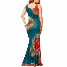 Load image into Gallery viewer, Ethnic Floral Print Maxi Boho Dress/Sleeveless Tank Dress/Mermaid Long Dress