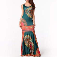 Load image into Gallery viewer, Ethnic Floral Print Maxi Boho Dress/Sleeveless Tank Dress/Mermaid Long Dress