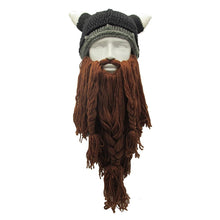 Load image into Gallery viewer, Barbarian Viking Beard Beanie Horn Crochet Hats-Handmade
