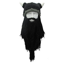 Load image into Gallery viewer, Barbarian Viking Beard Beanie Horn Crochet Hats-Handmade