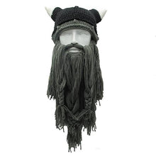 Load image into Gallery viewer, Barbarian Viking Beard Beanie Horn Crochet Hats-Handmade