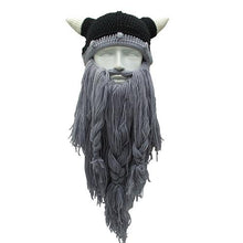 Load image into Gallery viewer, Barbarian Viking Beard Beanie Horn Crochet Hats-Handmade