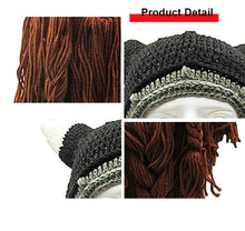 Load image into Gallery viewer, Barbarian Viking Beard Beanie Horn Crochet Hats-Handmade