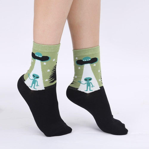 Funky Alien UFO Women's Crew Socks