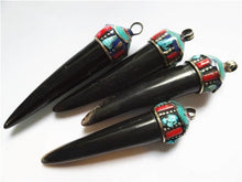 Load image into Gallery viewer, Natural Black Tibetan Horn Pendant