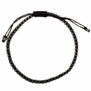 Black Waxed &amp; Silver Ankle Chain D3