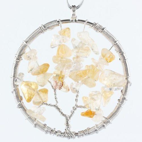 The Tree of Life Healing Natural Gemstone Pendant Necklace - Citrine